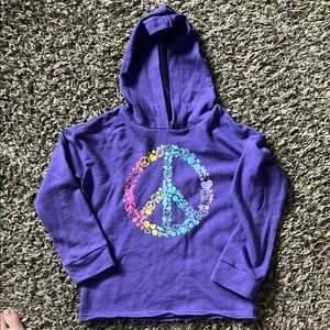 The Children's Place Purple Floral Peace Hoodie Size M 7/8